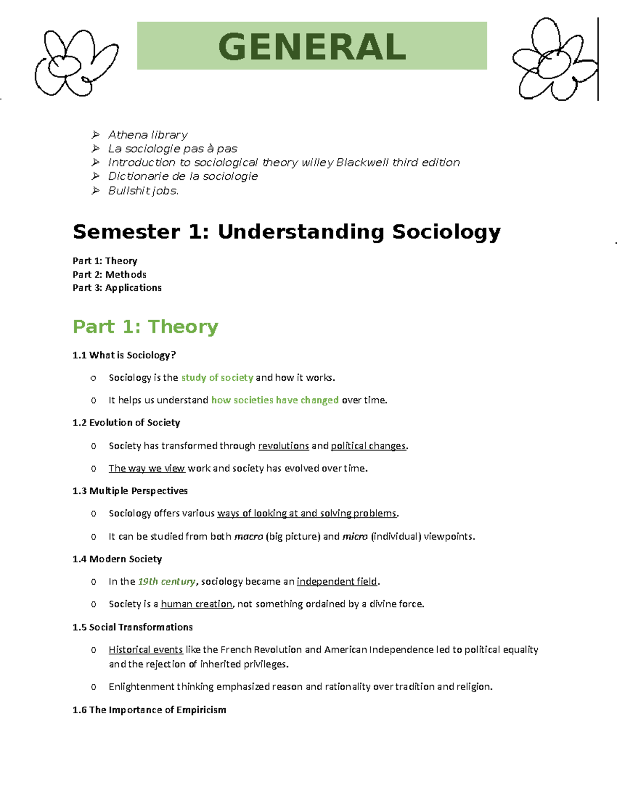General Sociology Athena library La sociologie pas à pas Introduction