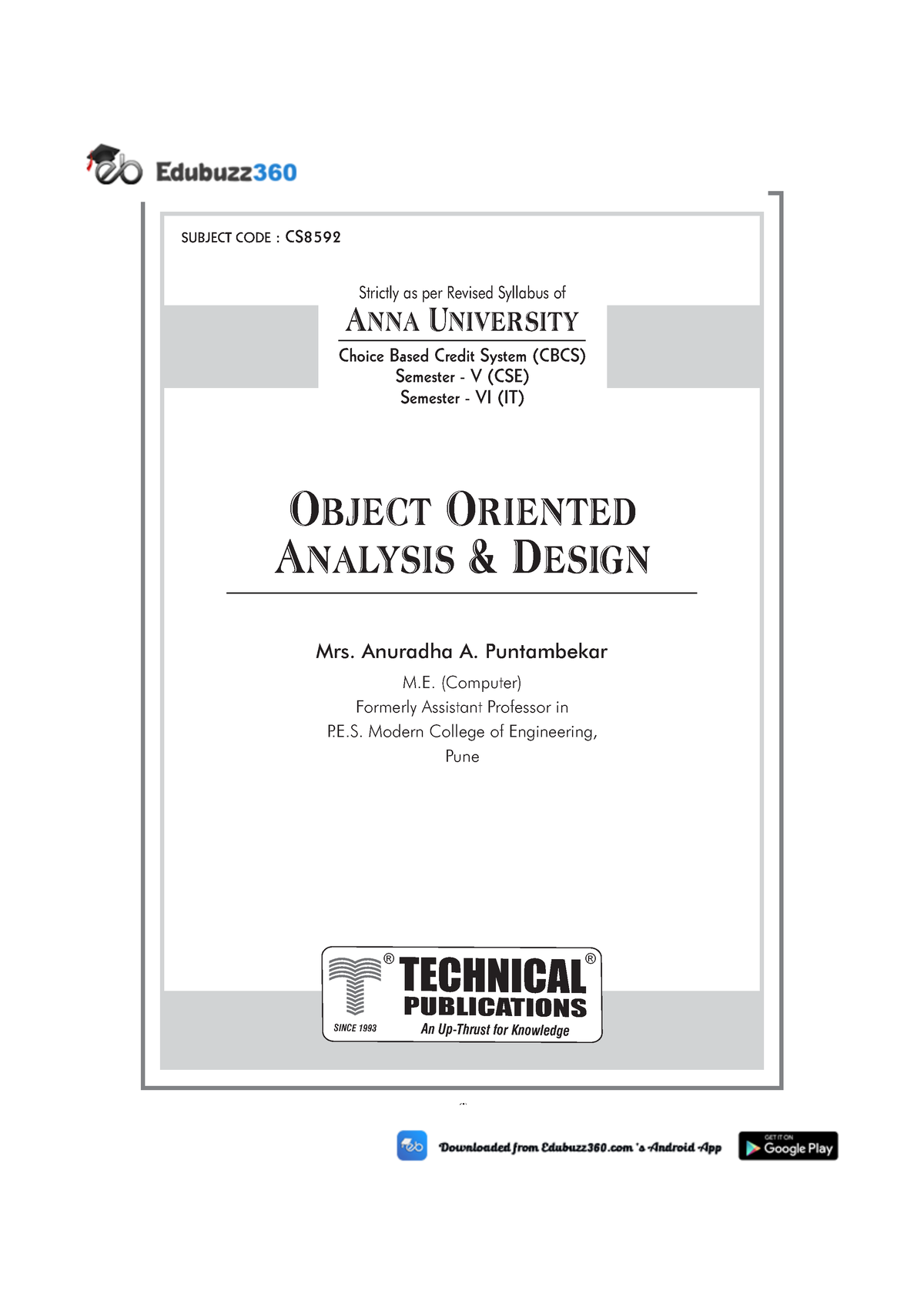 CS8592 - Object Oriented Analysis And Design - Information Technology ...