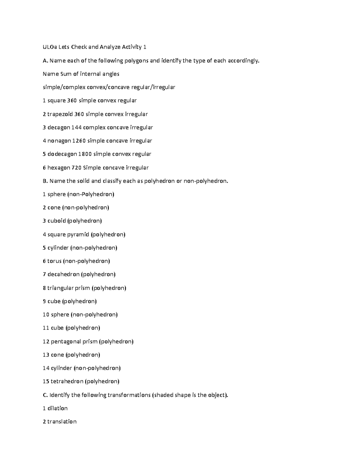 lca key assignment sheet