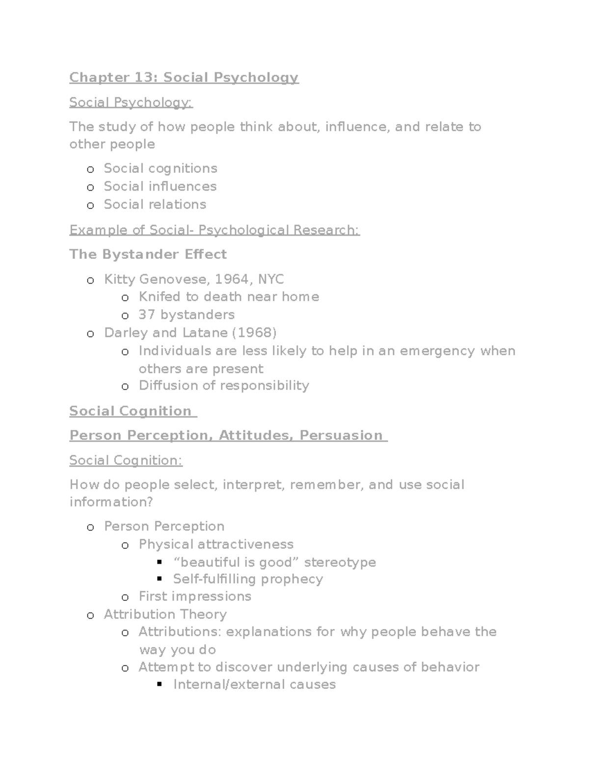 Chapter 13 - Chapter 13: Social Psychology Social Psychology: The Study ...