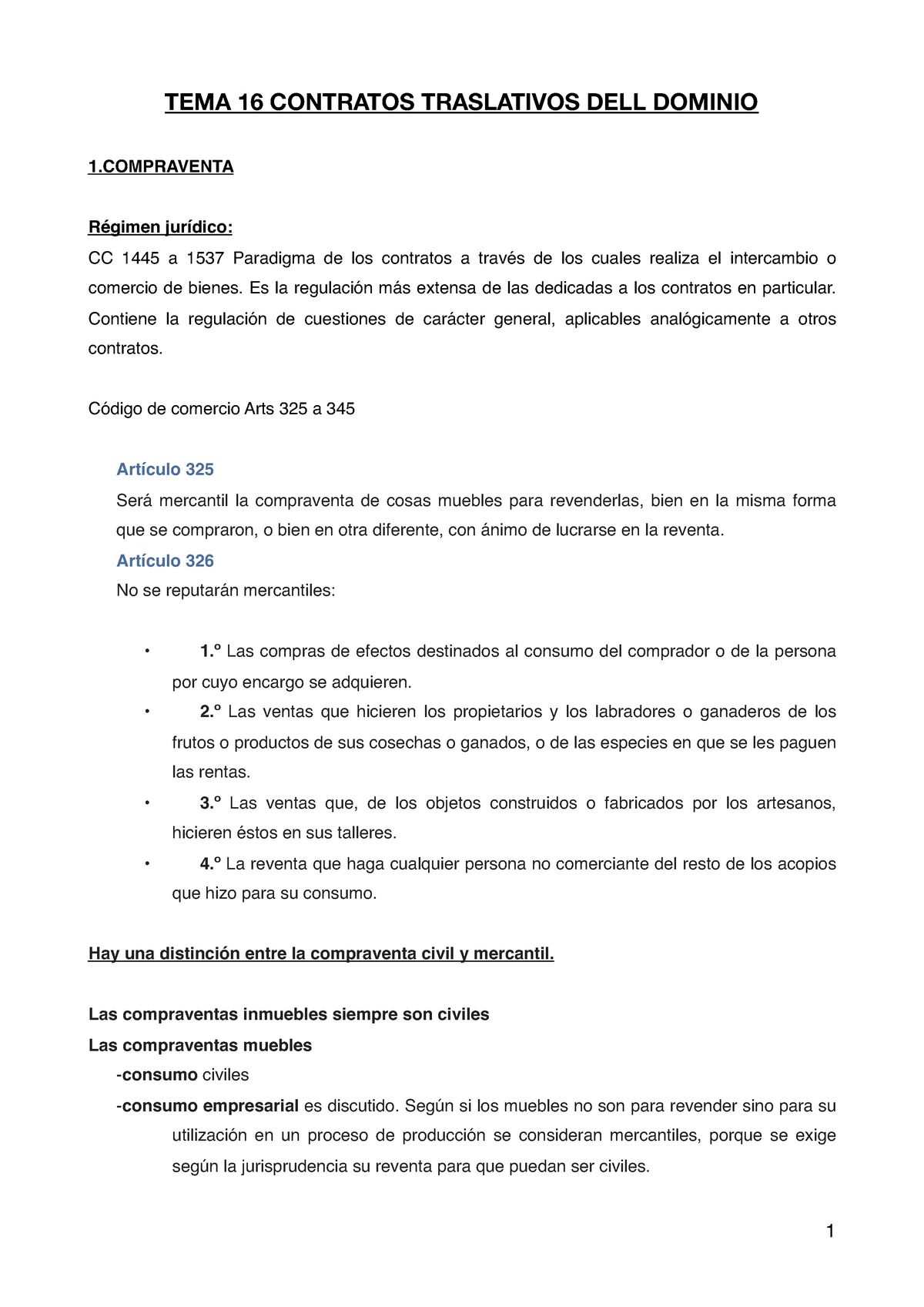 Contratos Traslativos Del Dominio. Civil 2 - TEMA 16 CONTRATOS ...