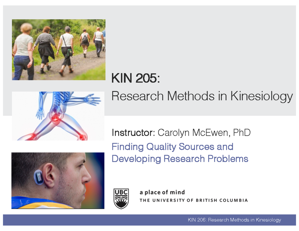 Finding Quality Sources - Learner Notes-1 - KIN 205: Research Methods ...