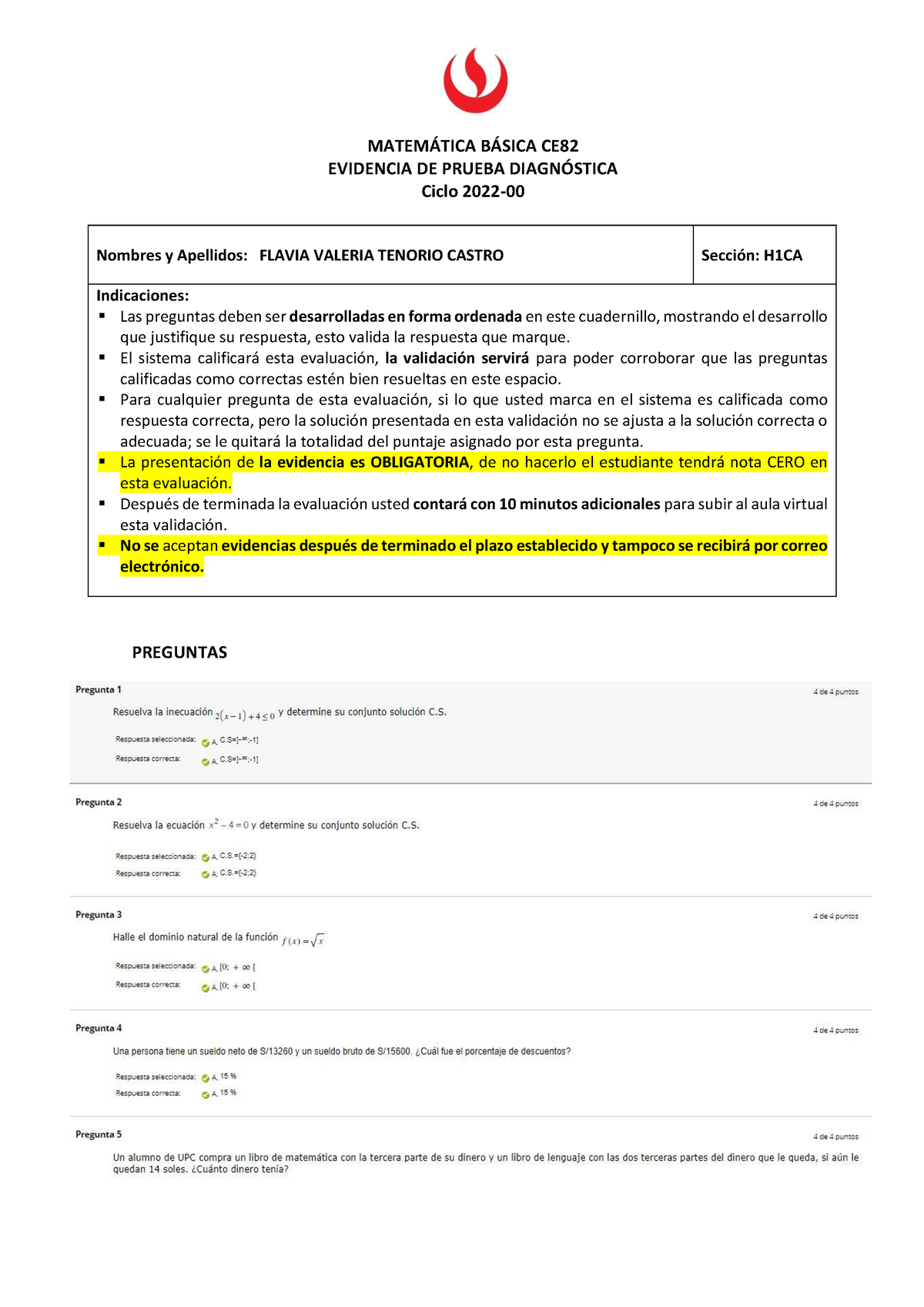 Evidencia Prueba Diagnóstica- Flavia Tenorio H1CA - MATEM¡TICA B¡SICA ...