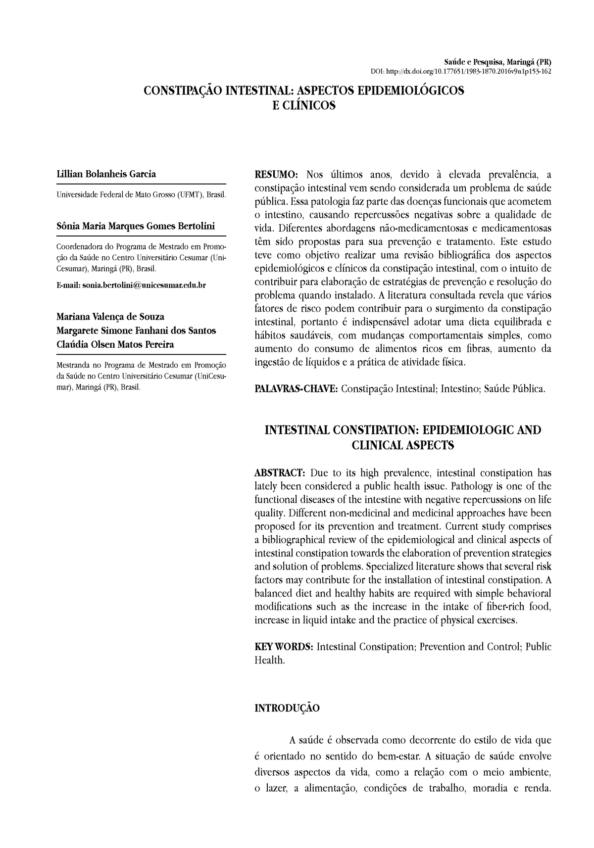 Constipação Intestinal Aspectos Epidemiológicose Clínicos Imprimir ...