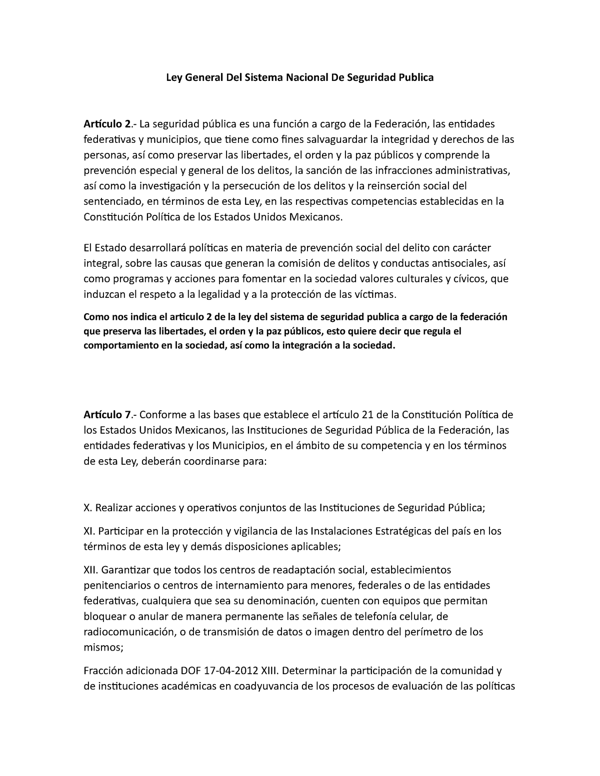 Ley General Del Sistema Nacional De Seguridad Publica - La Seguridad ...