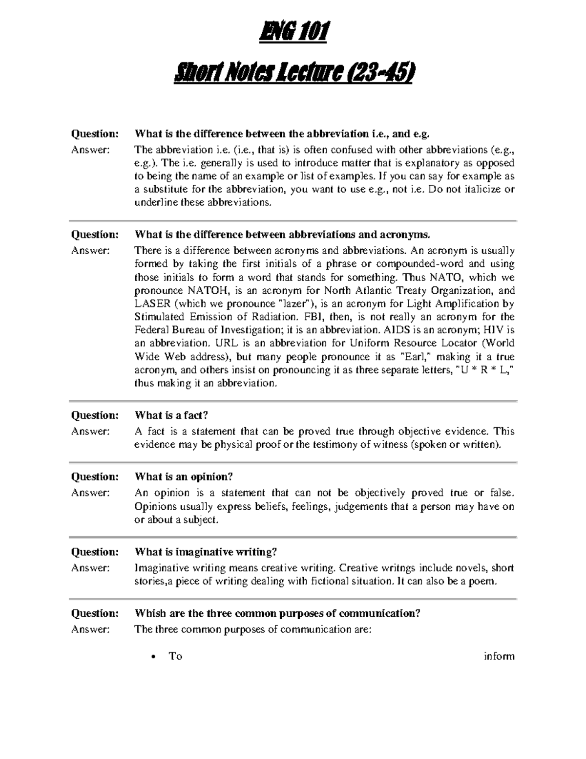 ENG101 Short Notes (2) BY Asfand YARR - english file - VU - Studocu