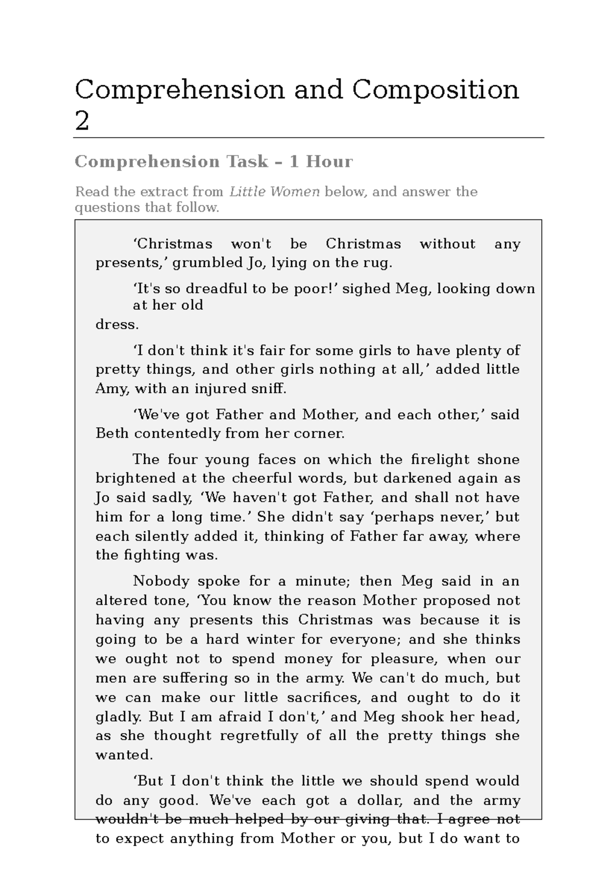 Comprehension and Composition - Comprehension and Composition 2 ...