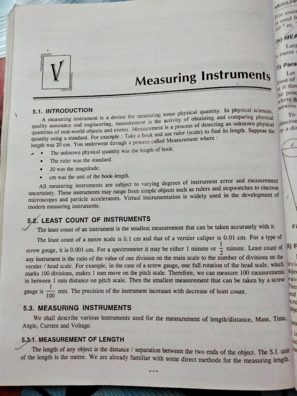 Measuring instrument sem 1 - Bsc Physics - Studocu