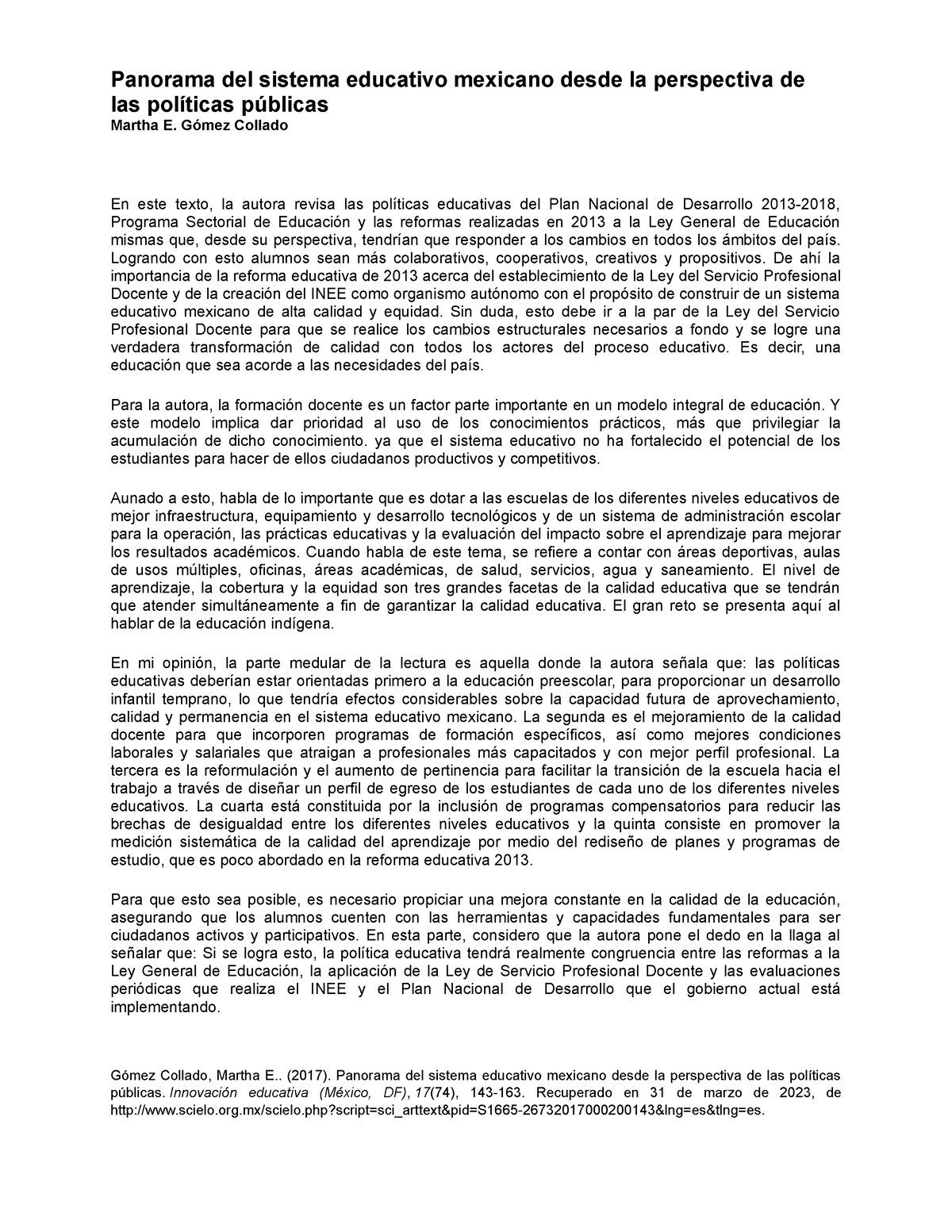 Panorama Del Sistema Educativo Mexicano - Gómez Collado En Este Texto ...