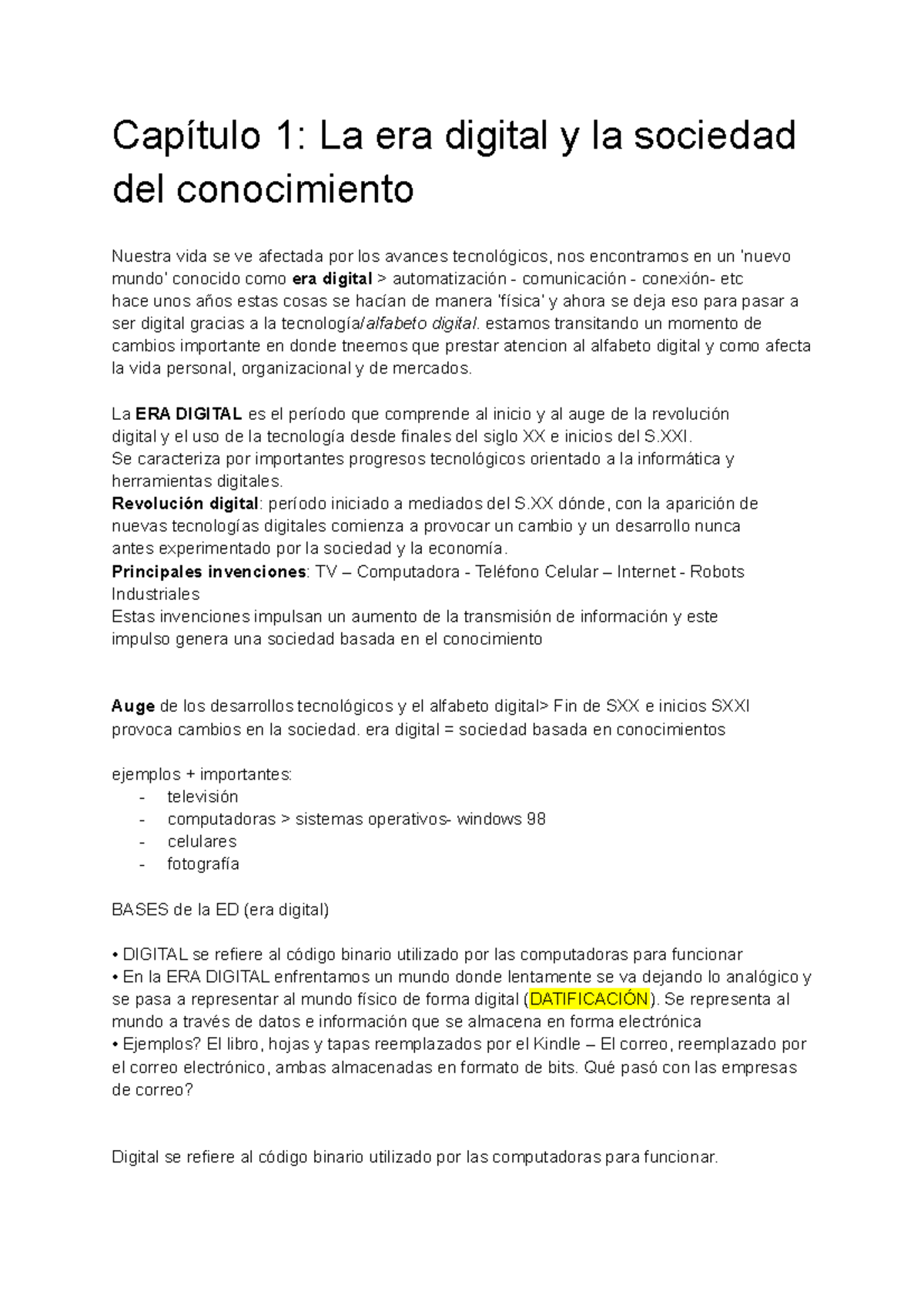 Resumen de clase - Adrian Telias - Capítulo 1: La era digital y la ...