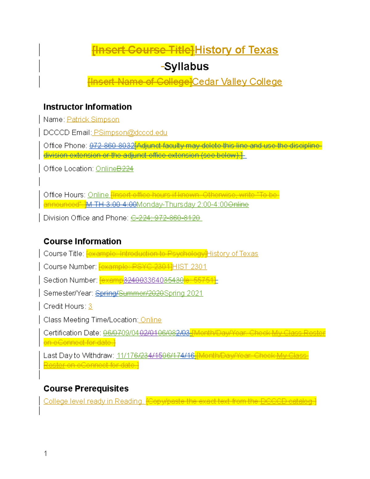 HIST-2301-31700 - Syllabus - [Insert Course Title]History Of Texas ...