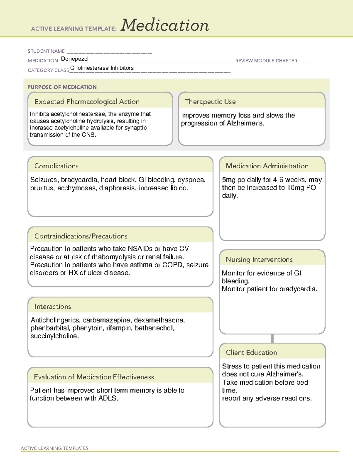 donepezil-active-learning-templates-medication-student-name