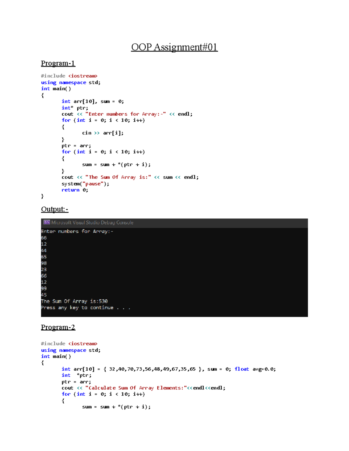 OBJECT ORIENTED PROGRAMMING ASSIGNMENT # 02 UOL - Advanced Object ...