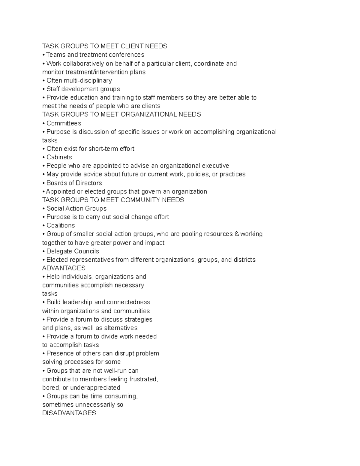 Lecture notes on TASK Groups - TASK GROUPS TO MEET CLIENT NEEDS Teams ...