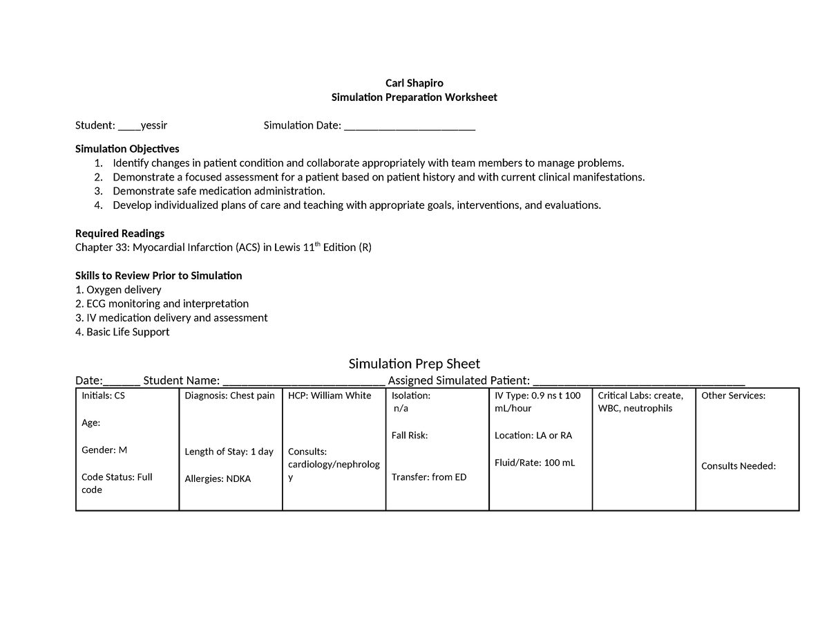 Carl Shapiro Prep - Yessir! - Carl Shapiro Simulation Preparation ...