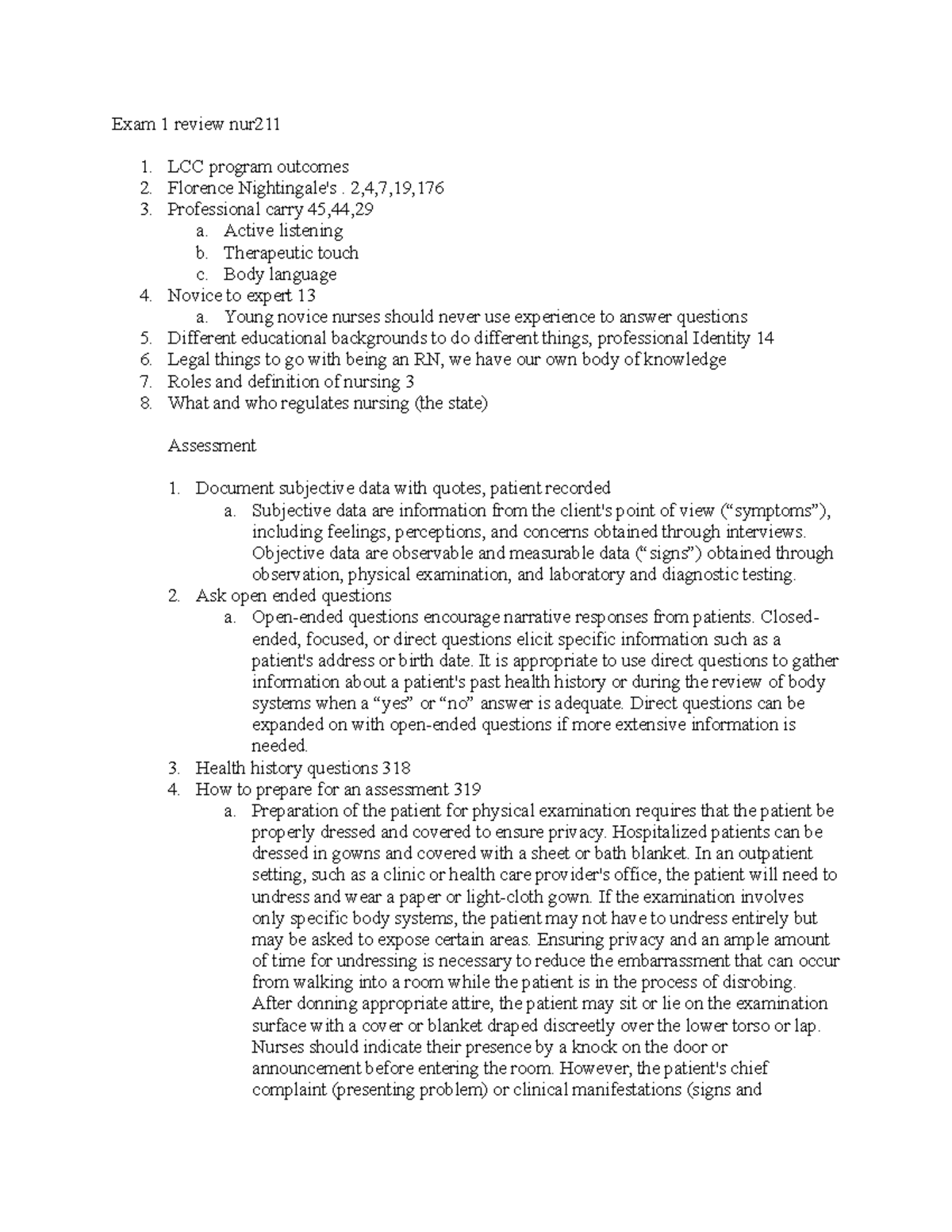 Exam 1 review nur211 questions and practice - Exam 1 review nur LCC ...
