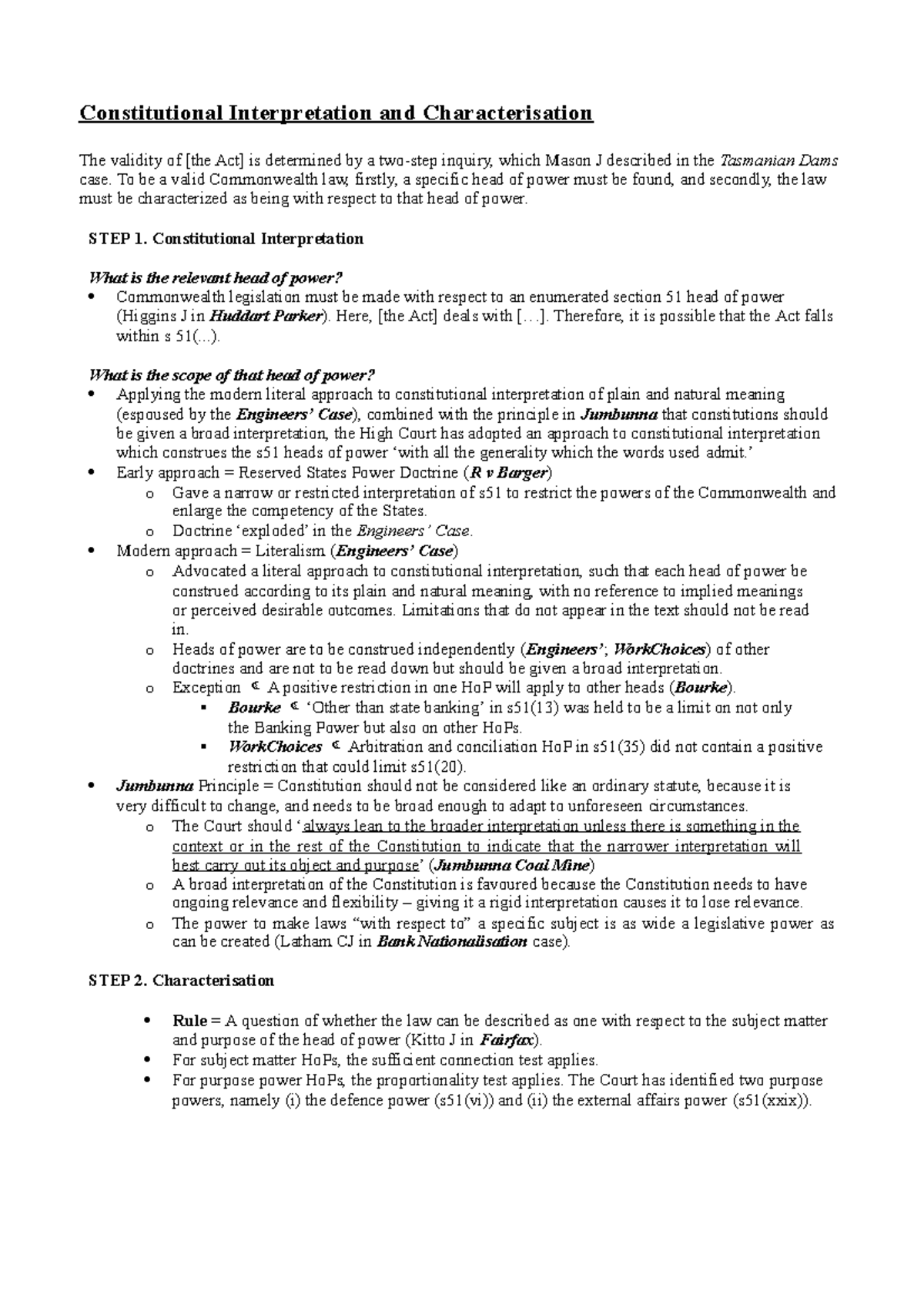 Interpretaion and charectrisation - Constitutional Interpretation and ...
