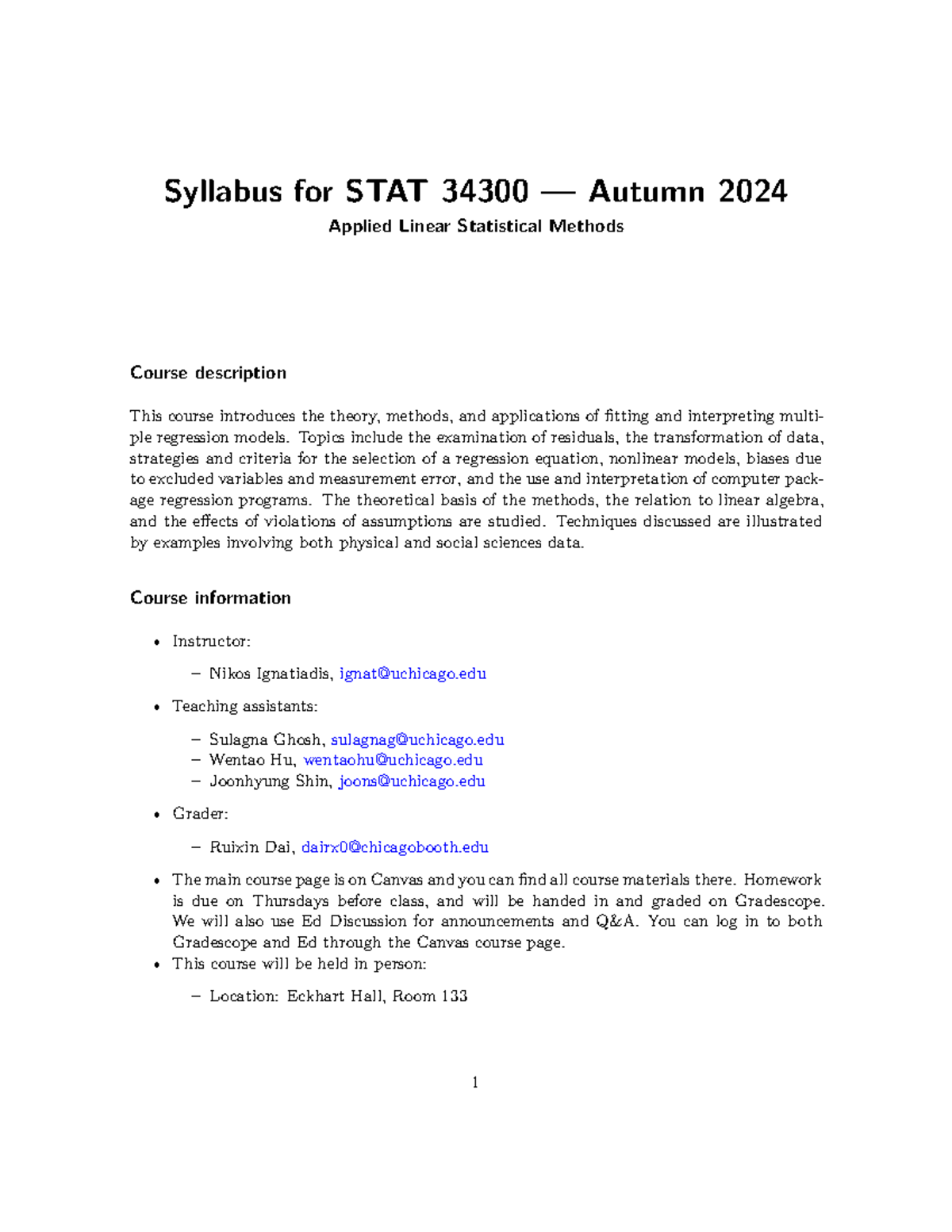Syllabus stat34300 - Summary Applied Linear Stat Methods - Syllabus for ...