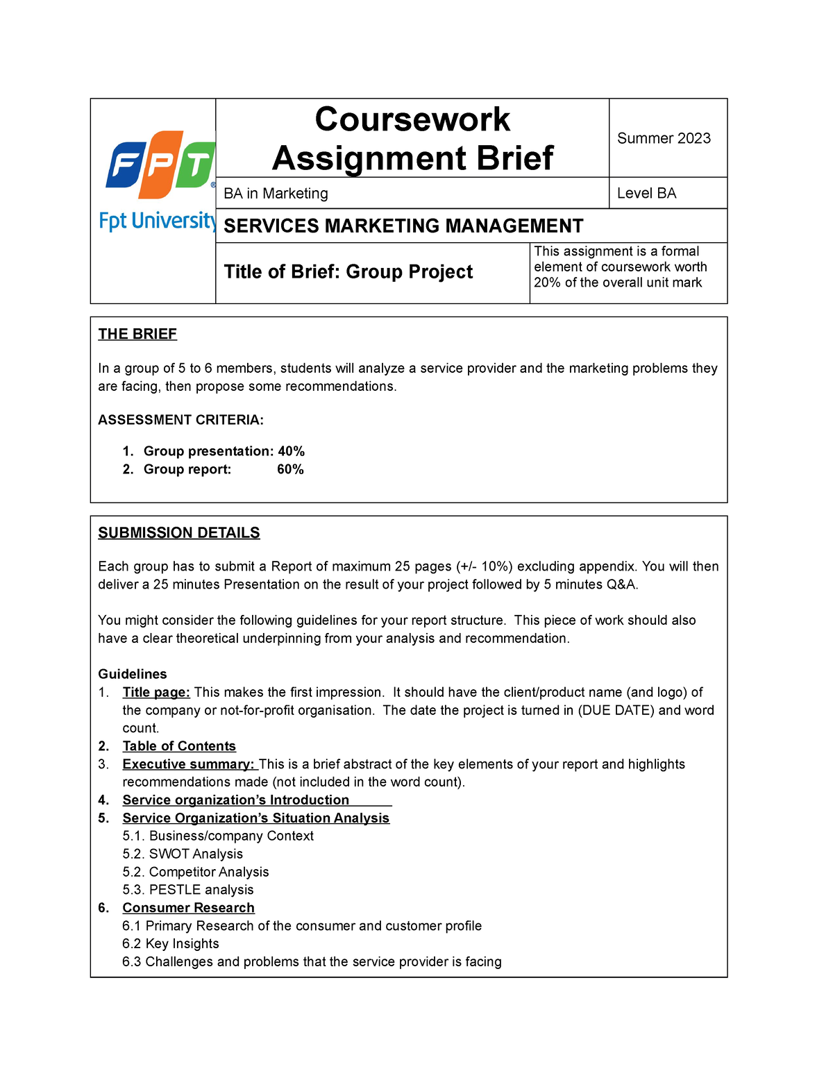 Group-Assignment MKT202 - Coursework Assignment Brief Summer 2023 BA In ...