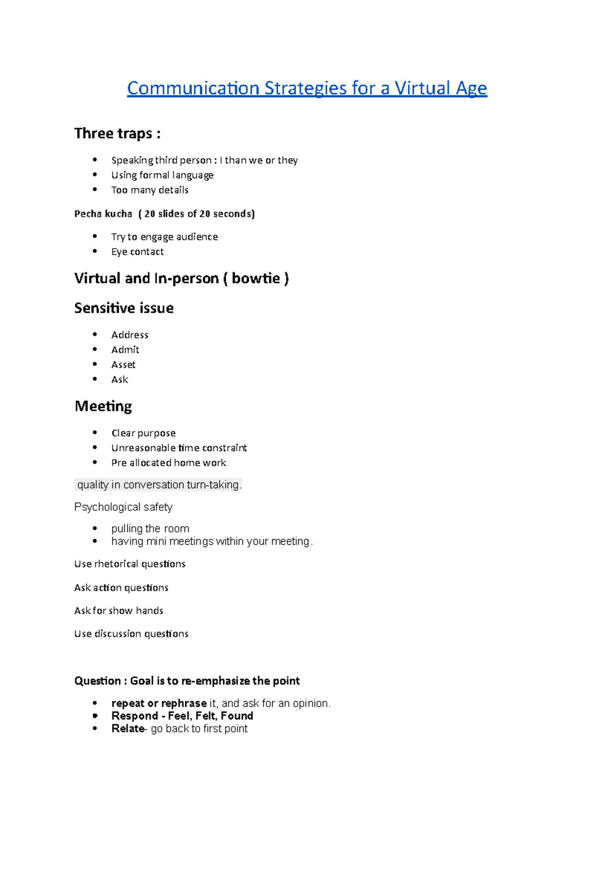 Communication Strategies for a Virtual Age - Psychological safety ...