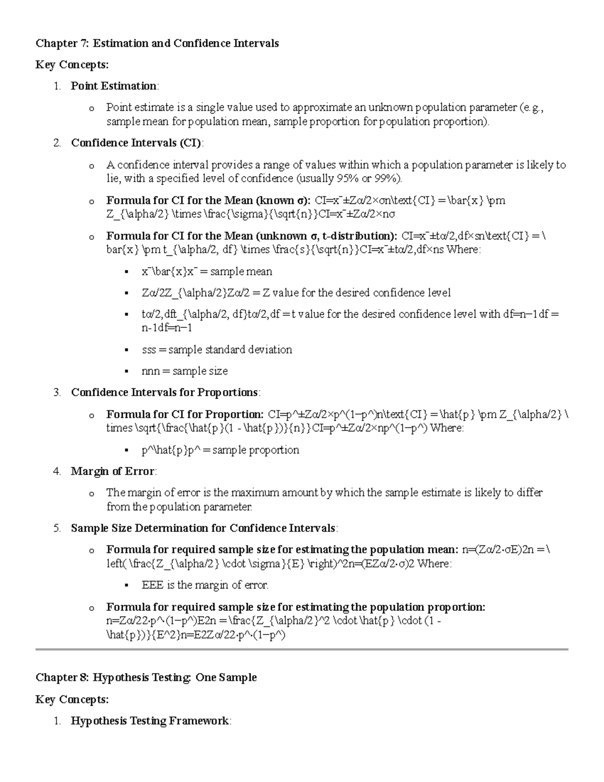 Chapter 7-10 notes ISDS - Chapter 7: Estimation and Confidence ...