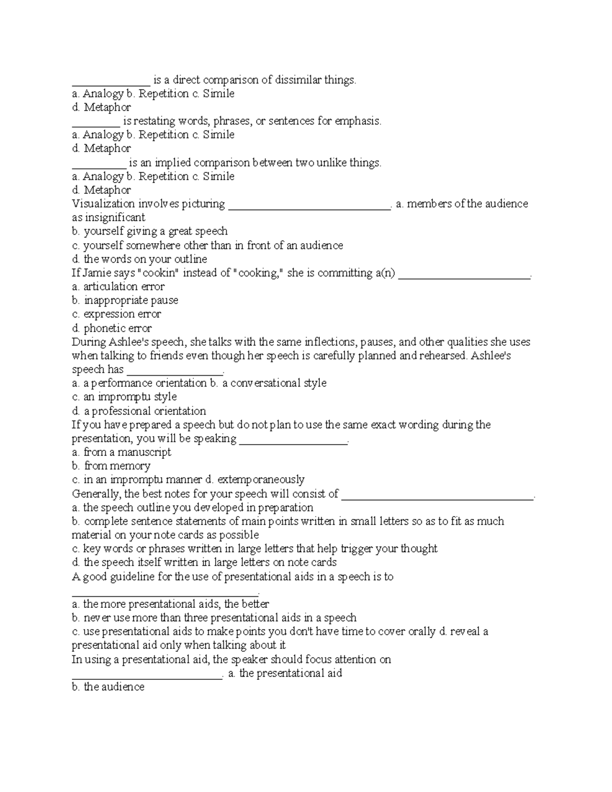 is-a-direct-comparison-of-dissimilar-things-a-analogy-b-repetition