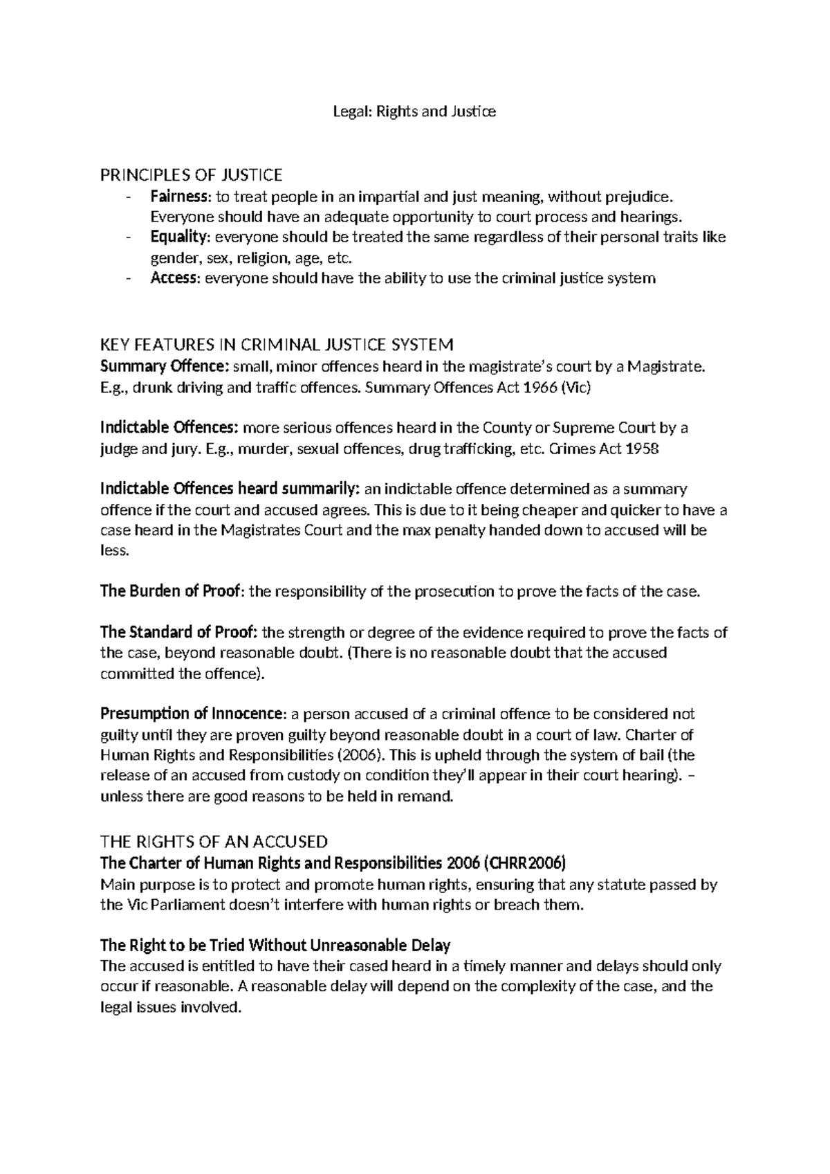 Legal; Rights and Justice - Legal: Rights and Justice PRINCIPLES OF ...