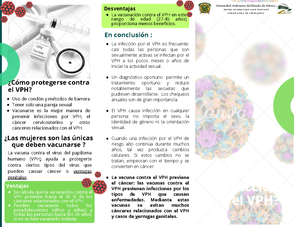 Triptico VPH 2 - ... - ¿Cómo Interacciono Con El VPH? La Infección Por ...