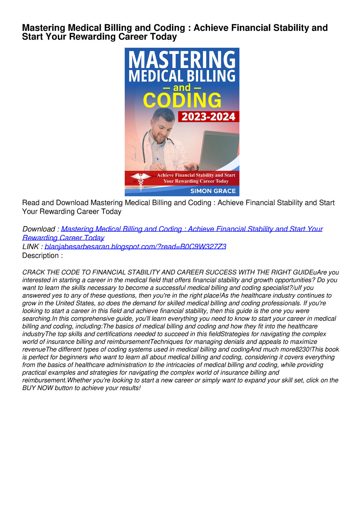 PDF BOOK DOWNLOAD Mastering Medical Billing And Coding : Achieve ...