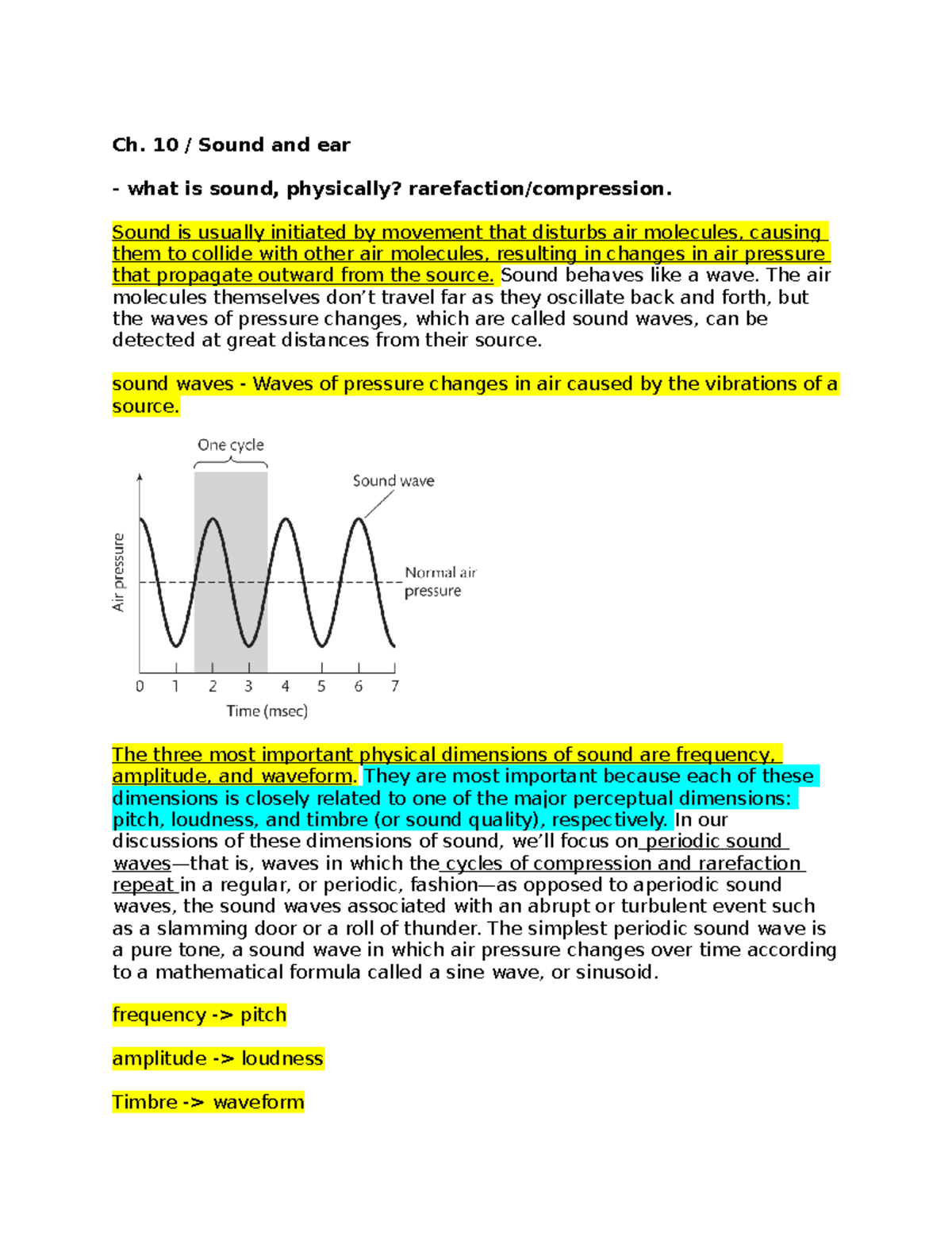 Chap 10-Sound & the ear - Lecture notes chapter 10 - Ch. 10 / Sound and ...