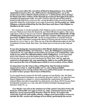 DR. JOSE Rizal Biography - DR. JOSE RIZAL BIOGRAPHY On June 19, 1861 ...