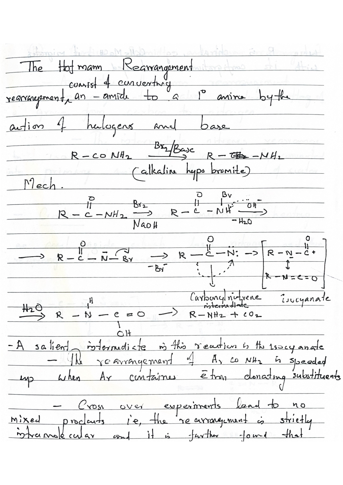 Hofmann Rearrangement - Organic Rearrangements - Studocu