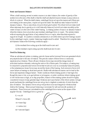 Causes OF Unbalancie IN Rotating Masses - BALANCING OF ROTATING MASSES ...