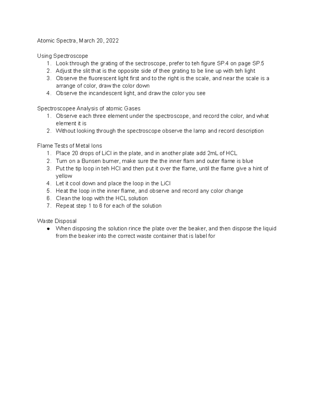 Atomic Spectra Summary - Atomic Spectra, March 20, 2022 Using ...