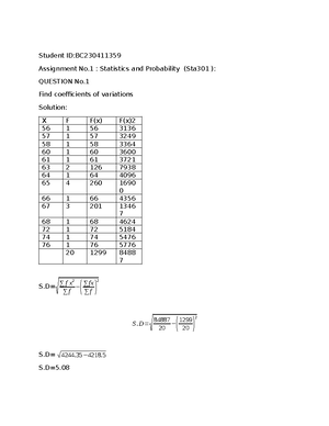 sta301 statistics and probability assignment 1 solution