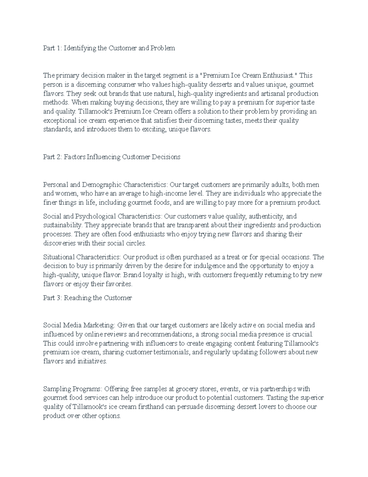 Chpt 7 discussion question - Part 1: Identifying the Customer and ...
