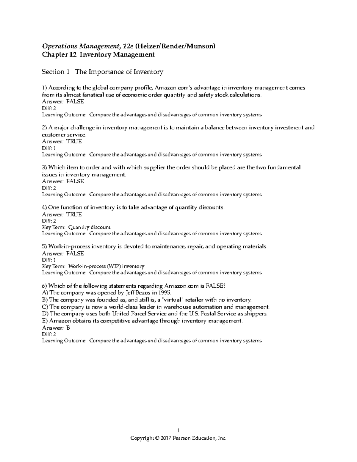 Chapter 12 - Operations Management, 12e (Heizer/Render/Munson) Chapter ...