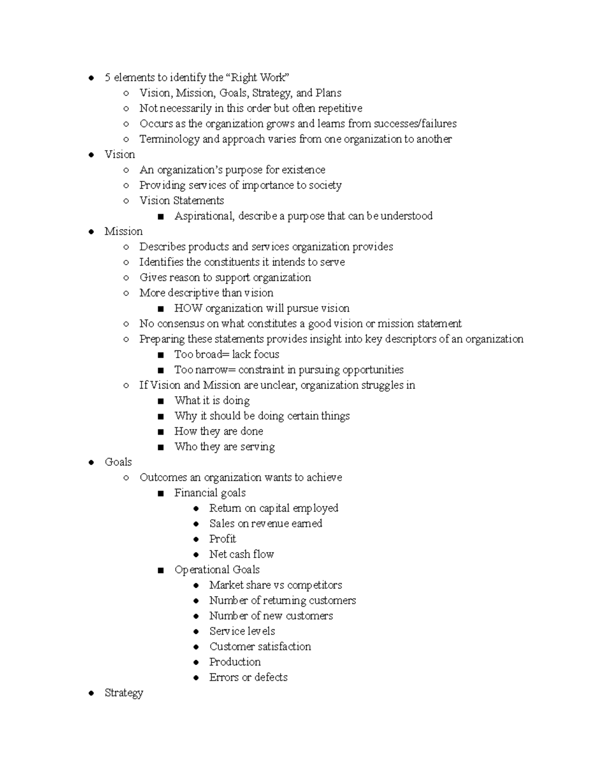 Chapter 3 Study Guide - 5 elements to identify the “Right Work” Vision ...