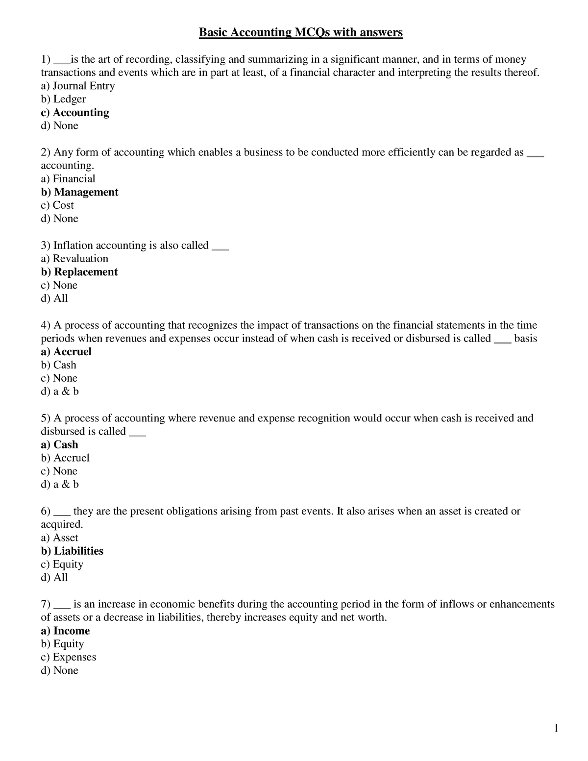 Basic Accounting MCQs With Answers - Basic Accounting MCQs With Answers ...