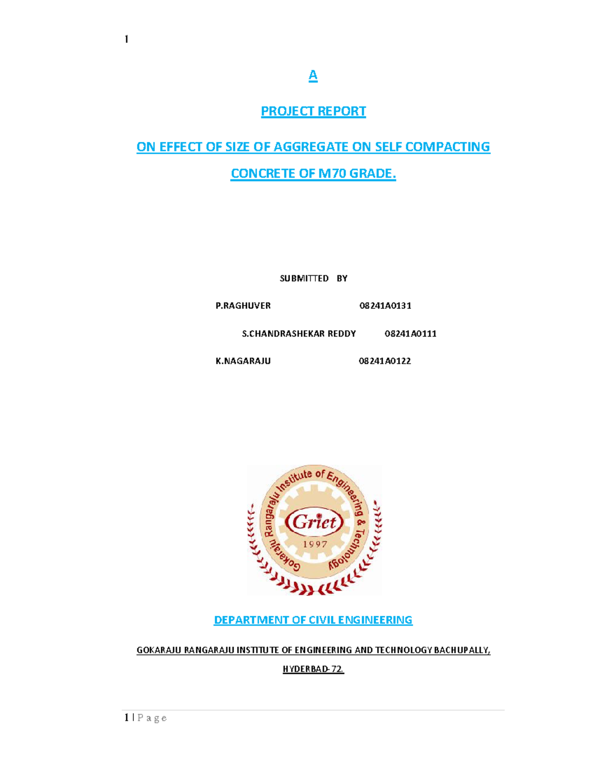 ON Effect OF SIZE OF Aggregate ON SELF Compacting Concrete - A PROJECT ...