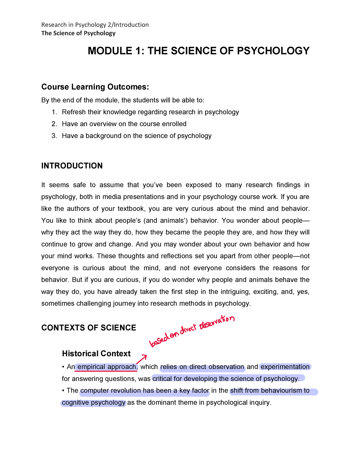 W1 Module 1-The Science Of Psychology - The Science Of Psychology ...