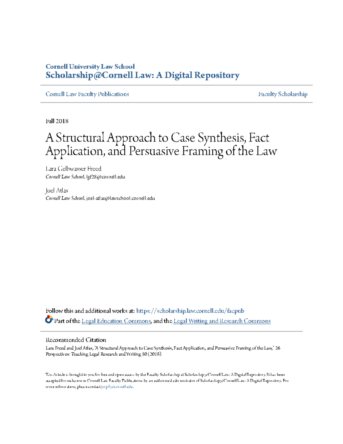 A Structural Approach to Case Synthesis Fact Application and Pe ...