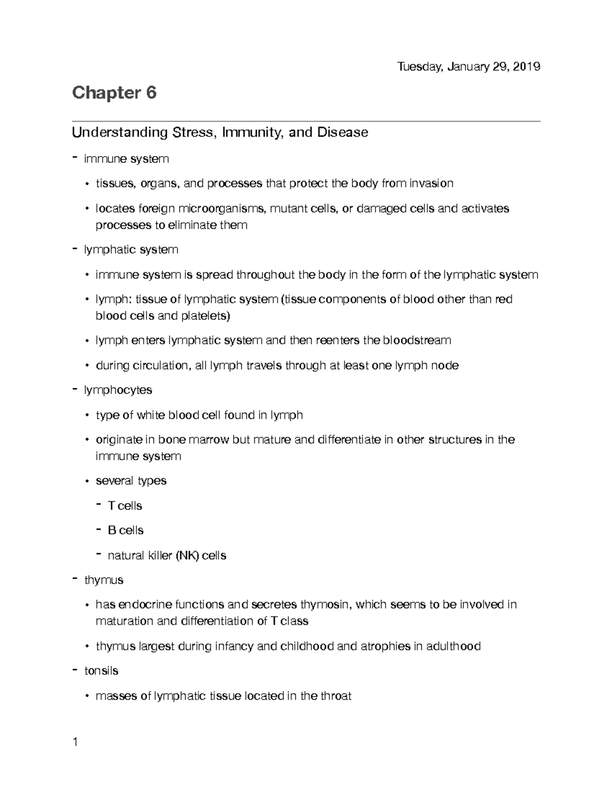 Chapter 6 - lecture notes - Chapter 6 Understanding Stress, Immunity ...