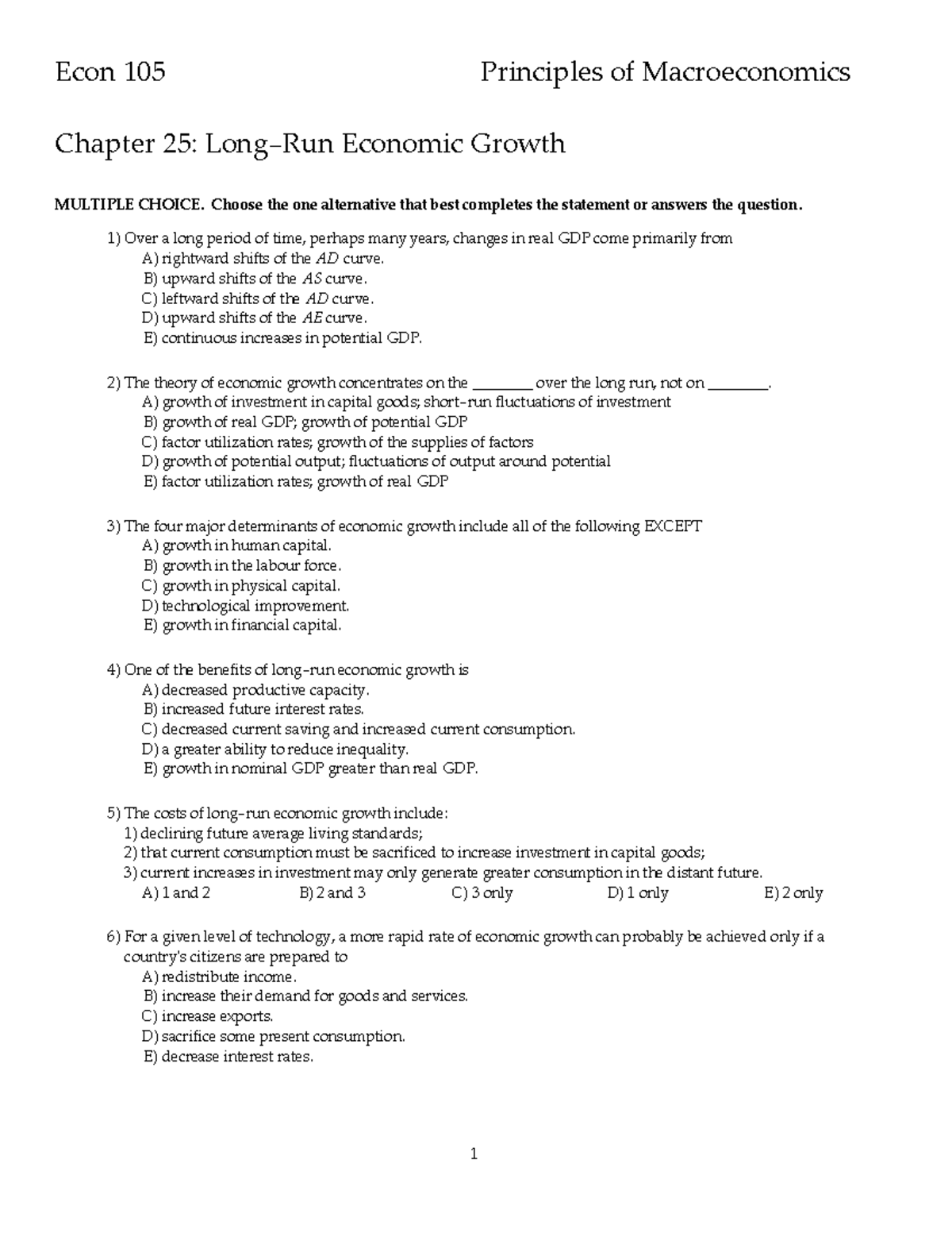Econ 105 ch 25 v2 - Econ 105 Principles of Macroeconomics Chapter 25 ...