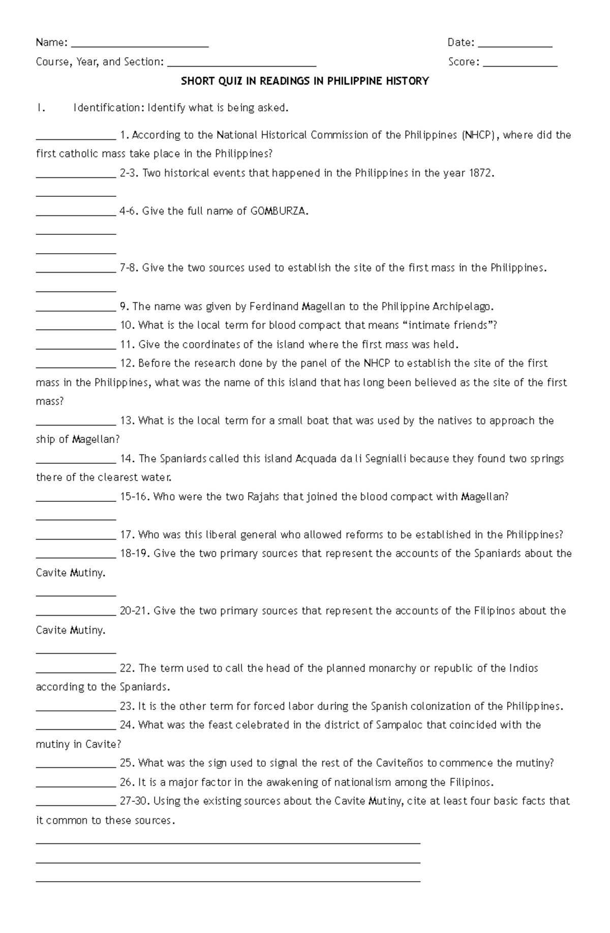 Readings in Phil - Name: ________________________ Date ...
