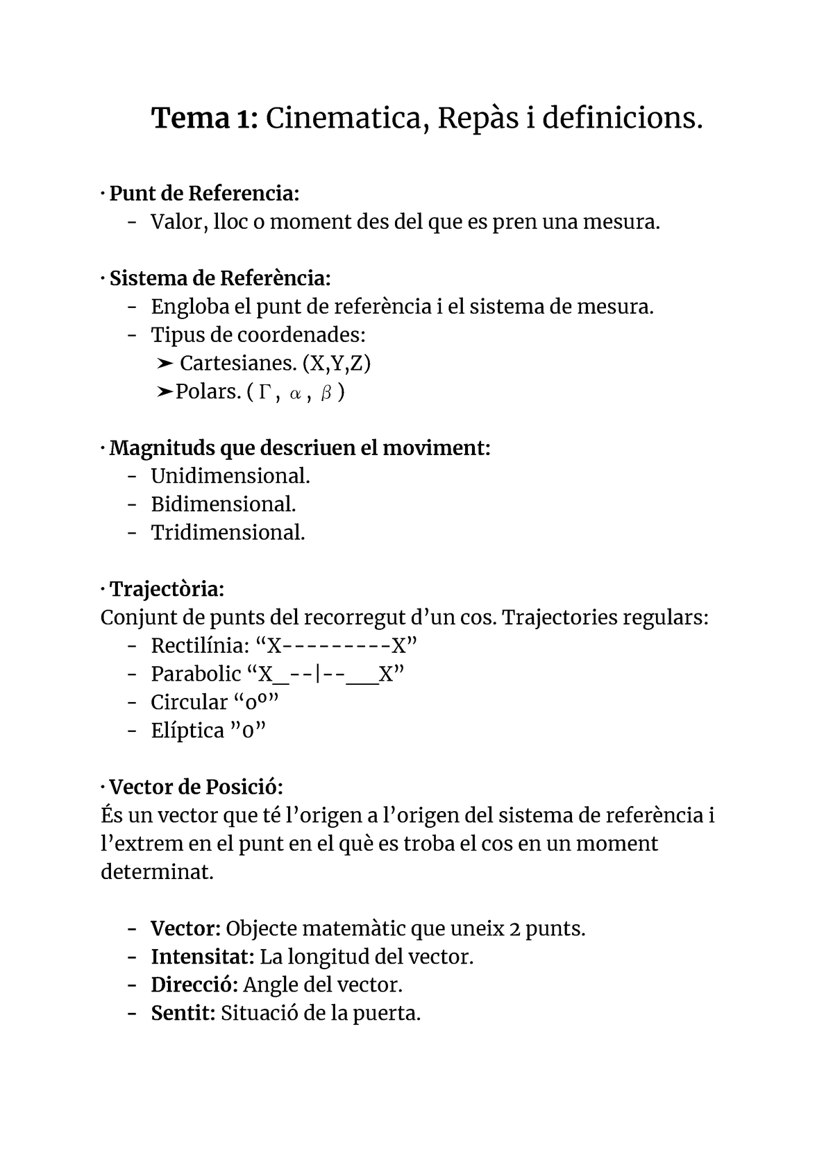 Cinematica - Repaso Y Teoria Sobre La Cinematica - Tema 1: Cinematica ...