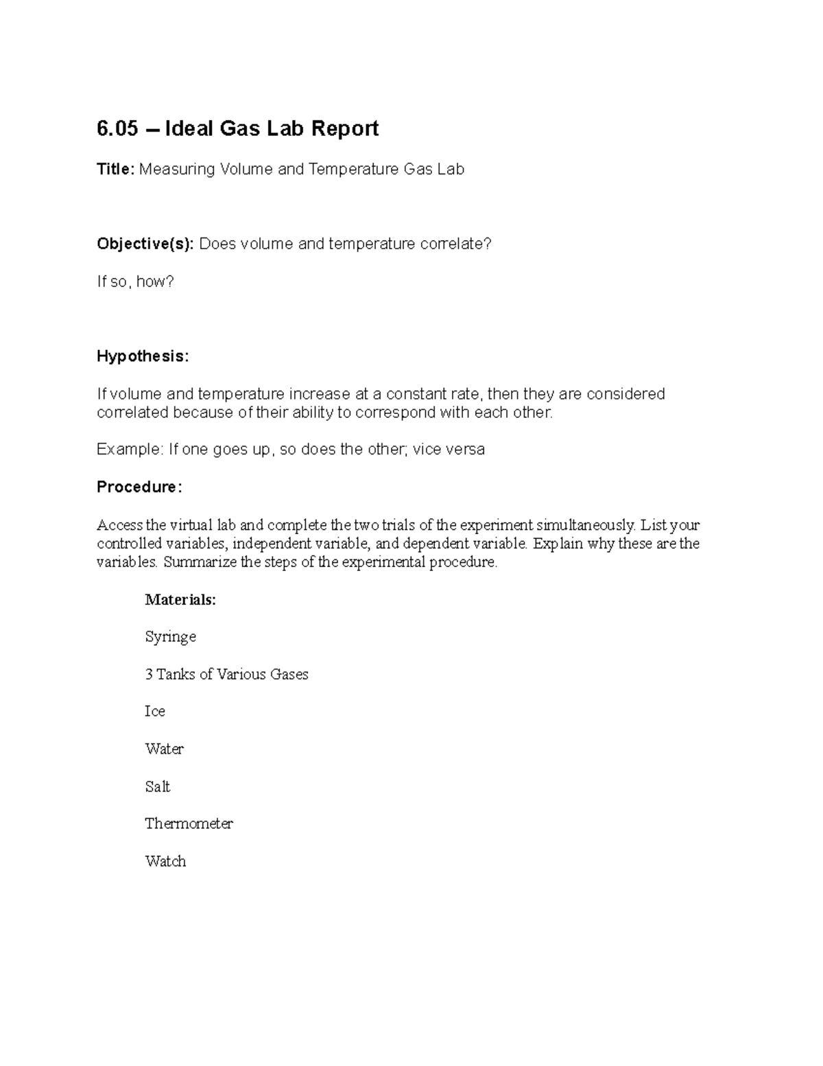 6.05 Ideal Gas Lab1 the best 6 Ideal Gas Lab Report Title
