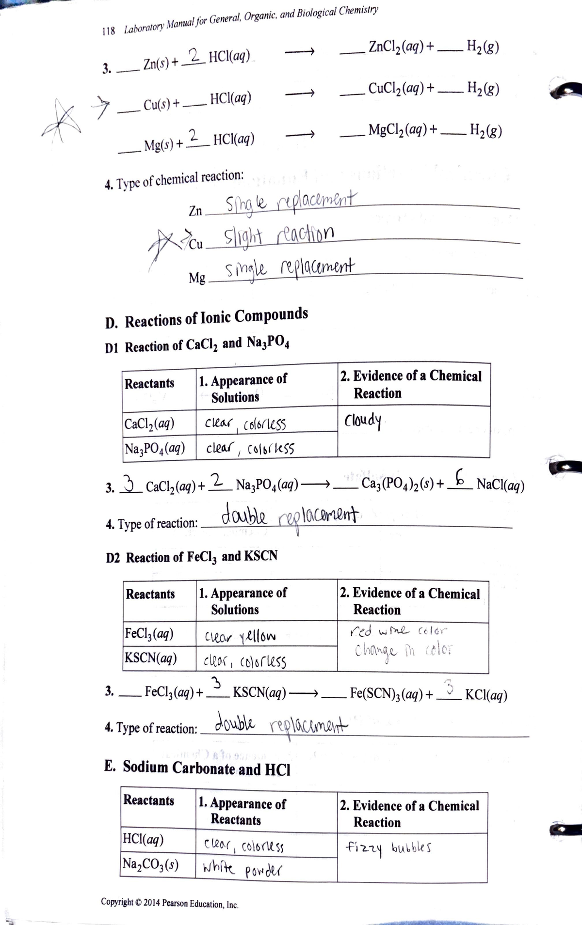 Chemical reactions and equations - Ir, General, Organic. and Biological ...