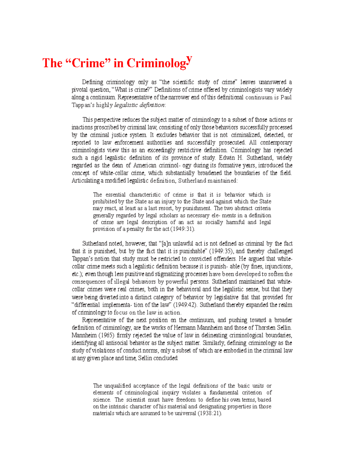 The “Crime” in Criminology lecture notes - The “Crime” in Criminology ...