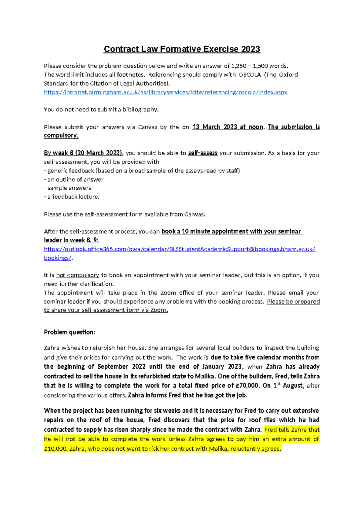 Contract Law Formative - The word limit includes all footnotes ...